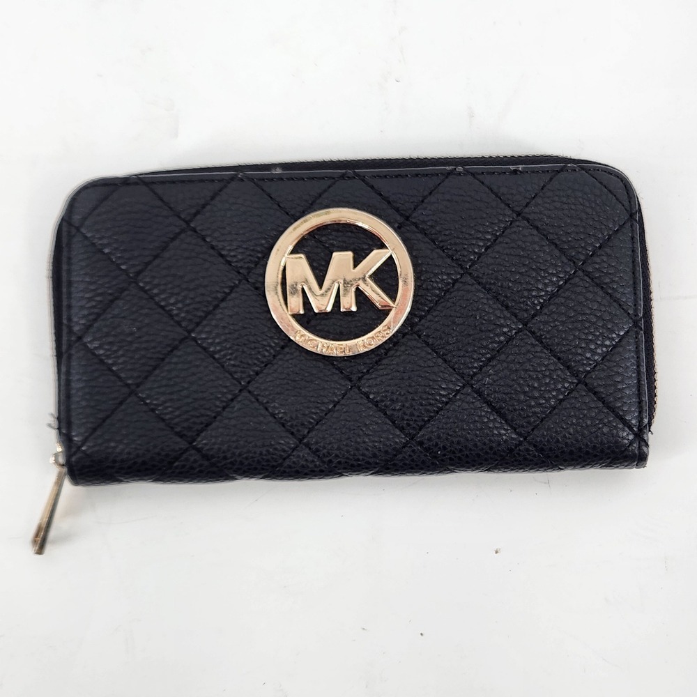 Michael‎ Kors Wallet Black Quilted Zip Around Continental Wallet MK Women